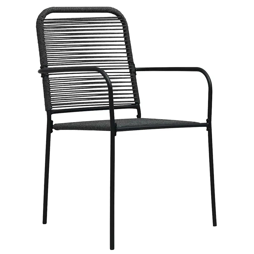 vidaXL vidaXL Garden Chairs 4 pcs Cotton Rope and Steel Black - Garden Chairs