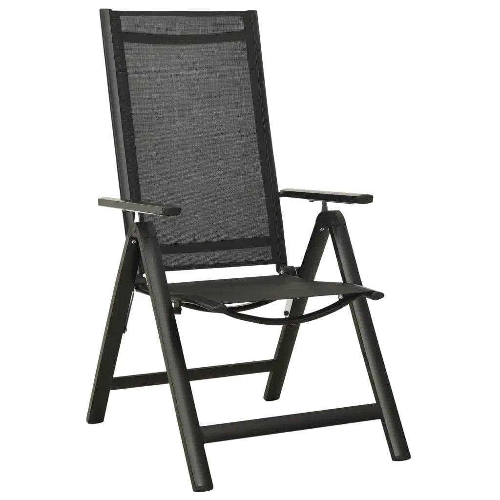 vidaXL vidaXL Folding Garden Chairs 2 pcs Textilene and Aluminium Black - Folding Chairs