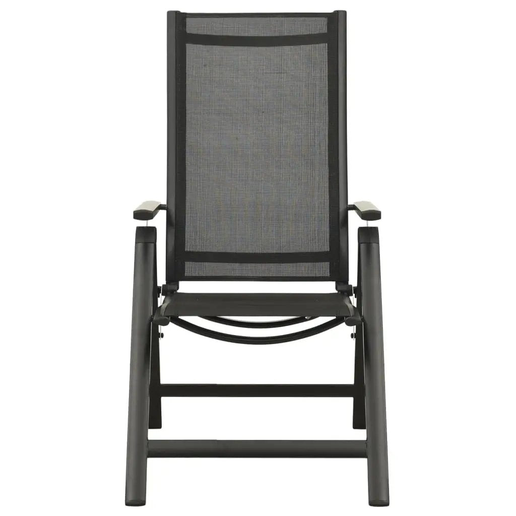 vidaXL vidaXL Folding Garden Chairs 2 pcs Textilene and Aluminium Black - Folding Chairs