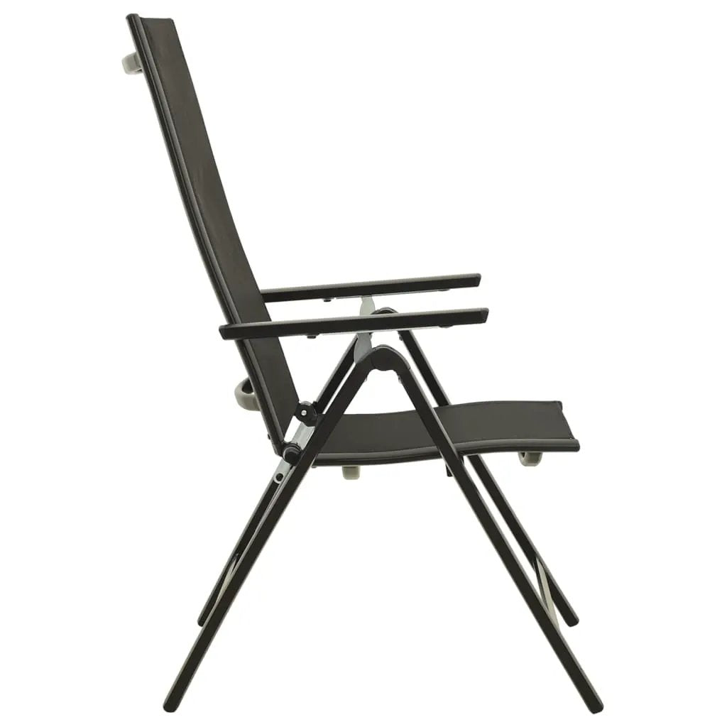 vidaXL vidaXL Folding Garden Chairs 2 pcs Textilene and Aluminium Black - Folding Chairs