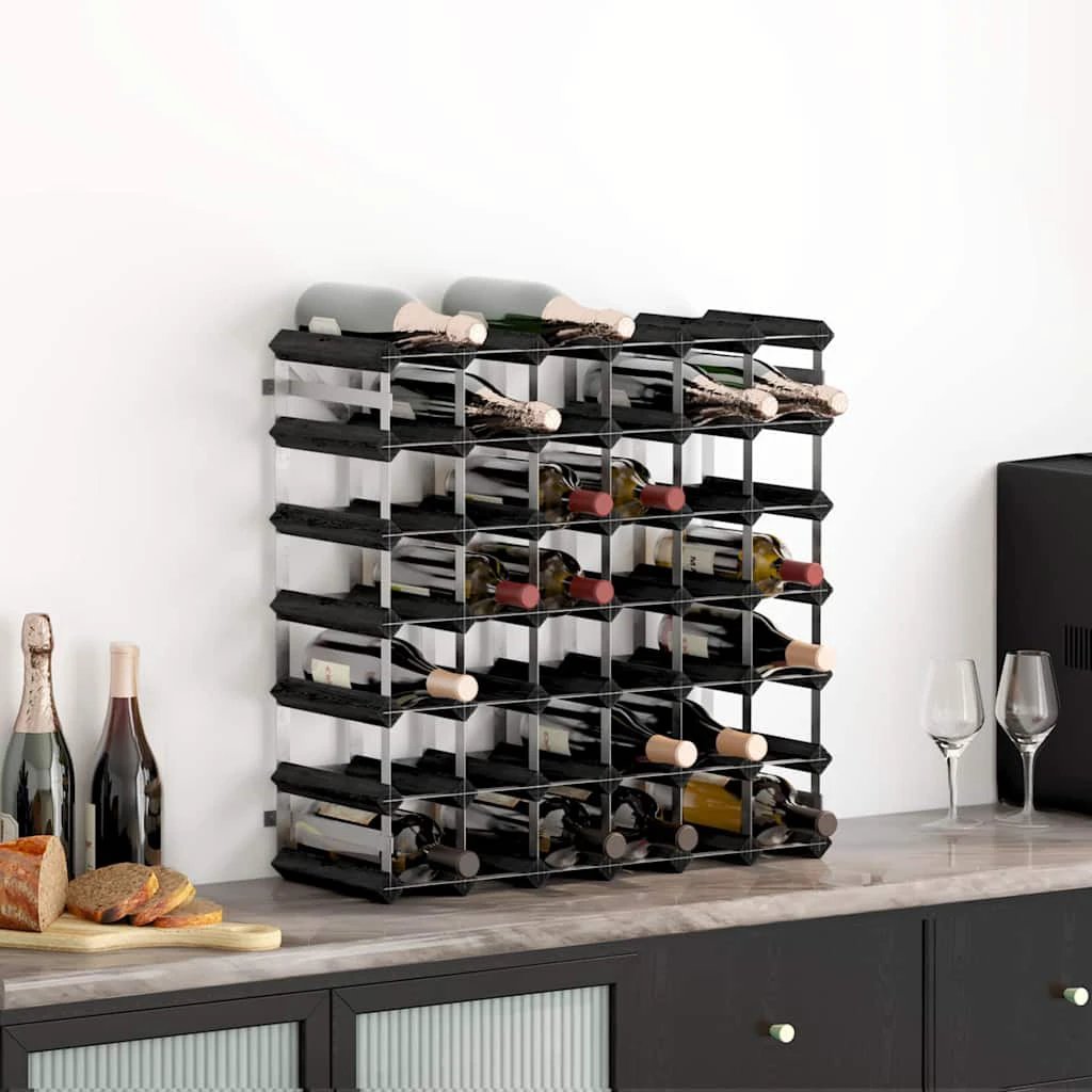 vidaXL vidaXL Wine Rack for 42 Bottles Black Solid Pine Wood - Wine Rack