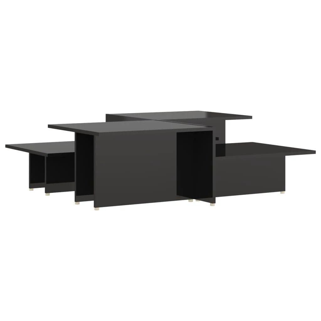 vidaXL vidaXL Two Piece Coffee Tables Set 111.5x50x33 cm High Gloss Black Dual Heights for Living Room - Coffee Table