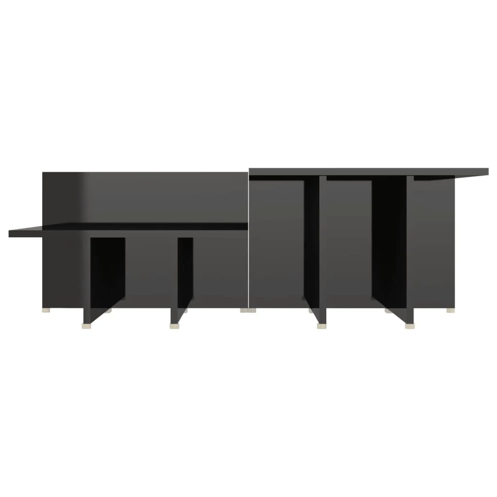 vidaXL vidaXL Two Piece Coffee Tables Set 111.5x50x33 cm High Gloss Black Dual Heights for Living Room - Coffee Table