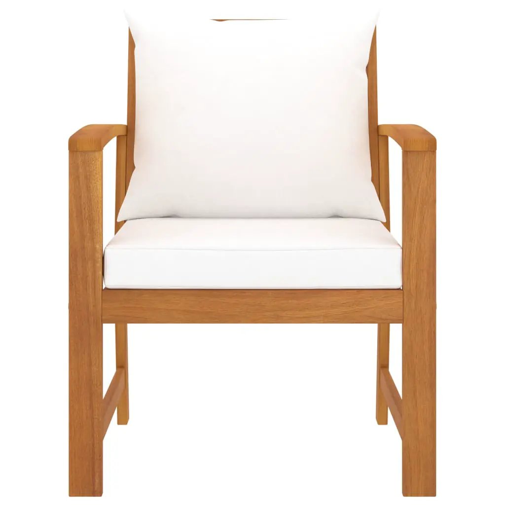 vidaXL vidaXL Garden Chairs 2 pcs with Cream Cushions Solid Wood Acacia - Garden Chairs