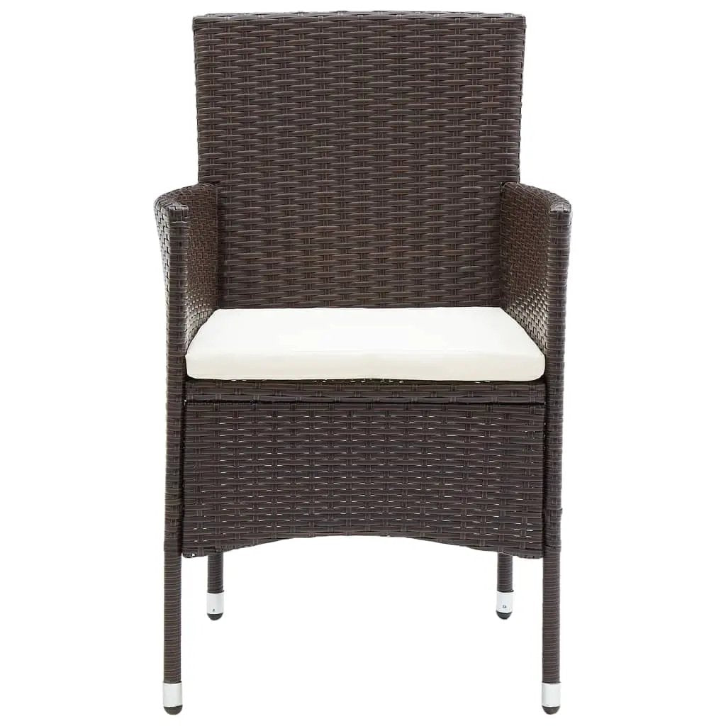 vidaXL vidaXL Garden Dining Chairs 4 pcs Poly Rattan Brown - Garden Chairs