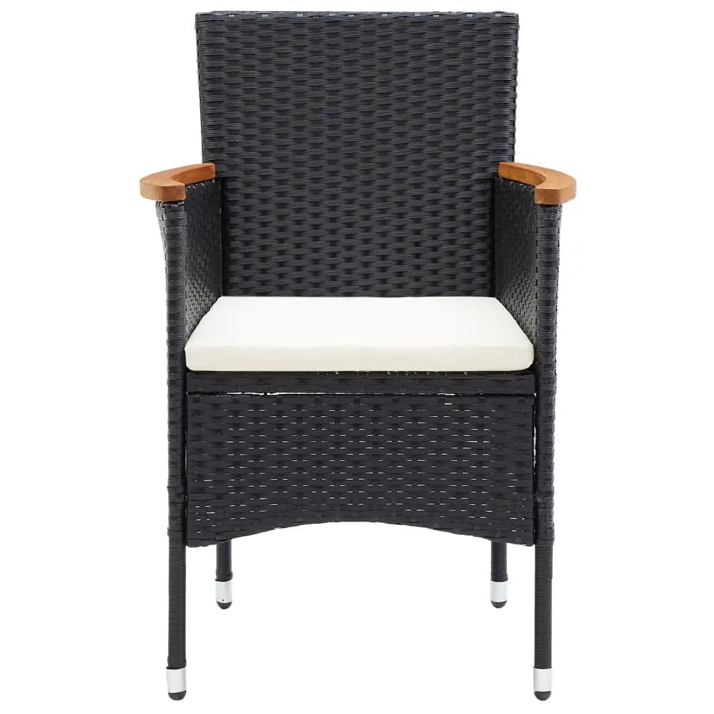 vidaXL vidaXL Garden Dining Chairs 4 pcs Poly Rattan Black - Garden Chairs
