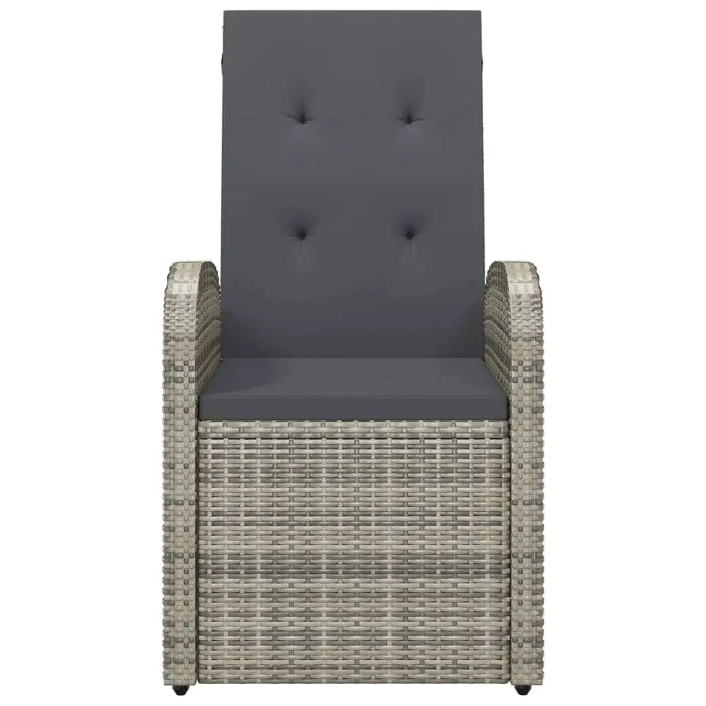 vidaXL vidaXL Reclining Garden Chairs with Cushions 2 pcs Grey Poly Rattan - Garden Chairs
