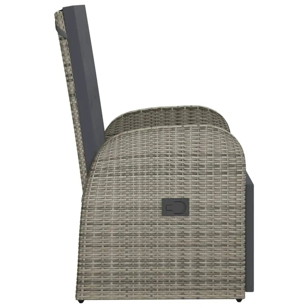 vidaXL vidaXL Reclining Garden Chairs with Cushions 2 pcs Grey Poly Rattan - Garden Chairs