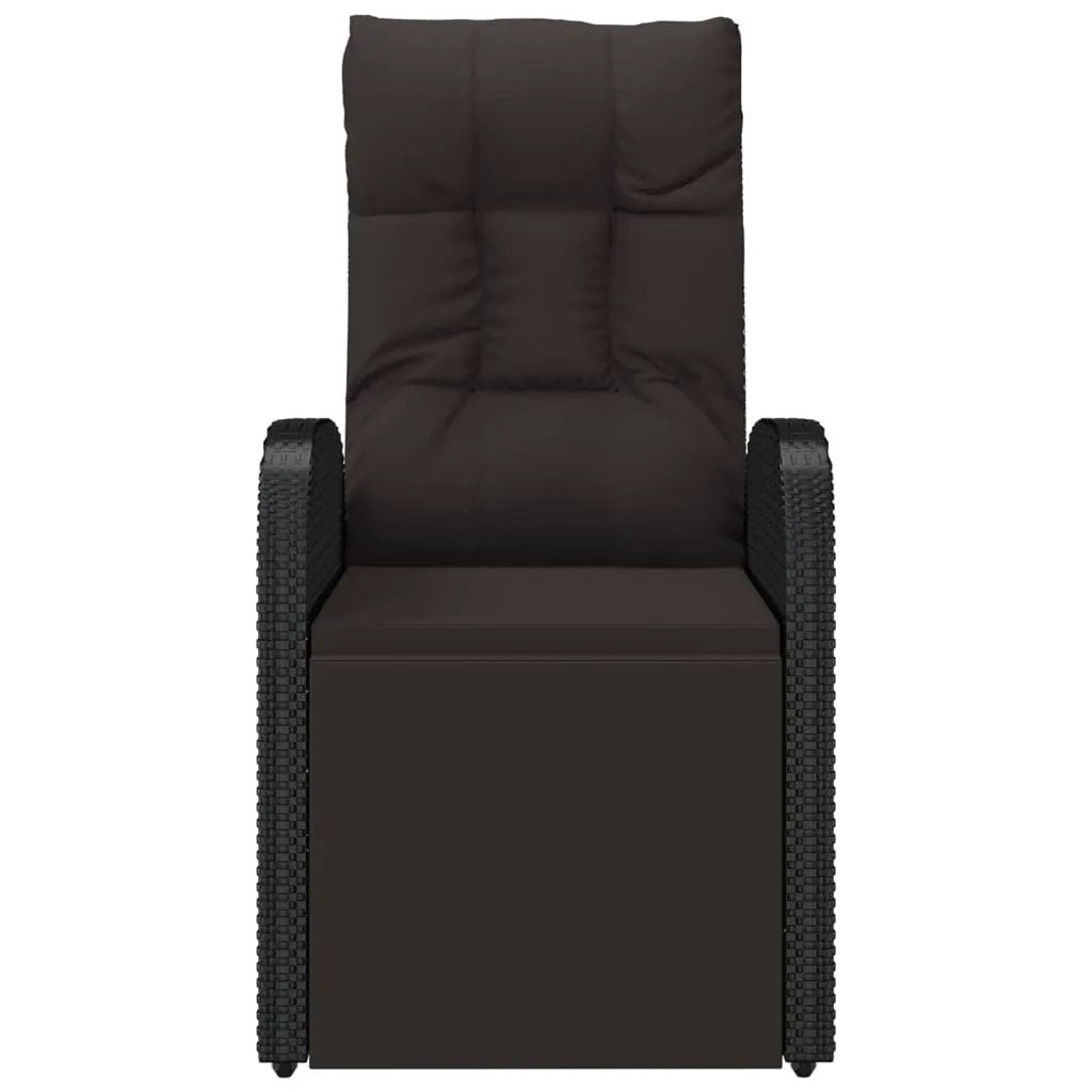 vidaXL vidaXL Reclining Garden Chairs with Cushions 2 pcs Black Poly Rattan - Garden Chairs
