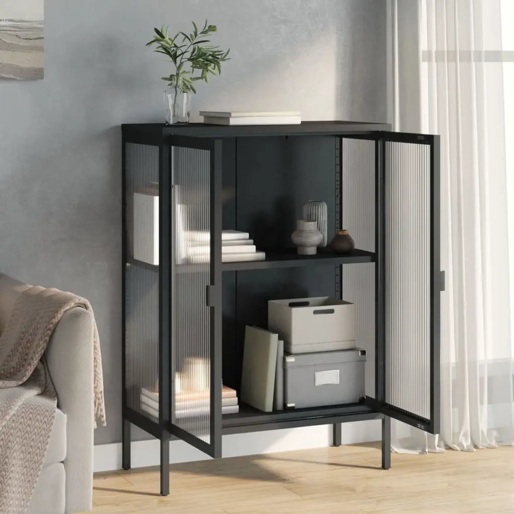 vidaXL vidaXL Sideboard Black 75x35x105 cm Glass and Steel - Sideboard