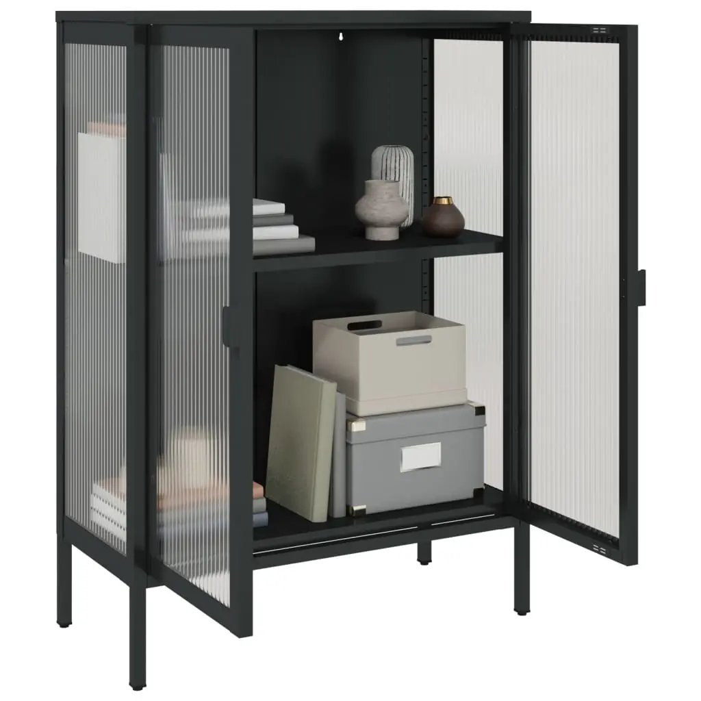 vidaXL vidaXL Sideboard Black 75x35x105 cm Glass and Steel - Sideboard