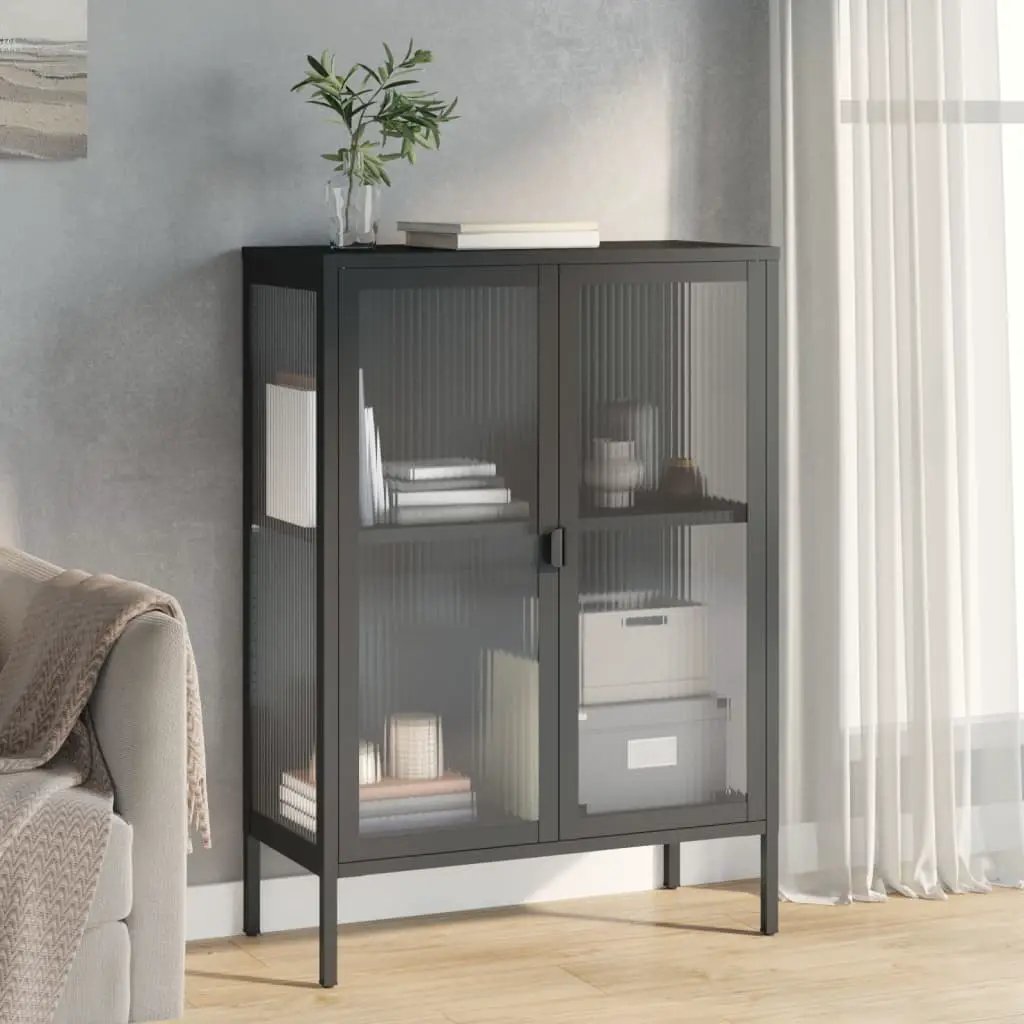 vidaXL vidaXL Sideboard Black 75x35x105 cm Glass and Steel - Sideboard