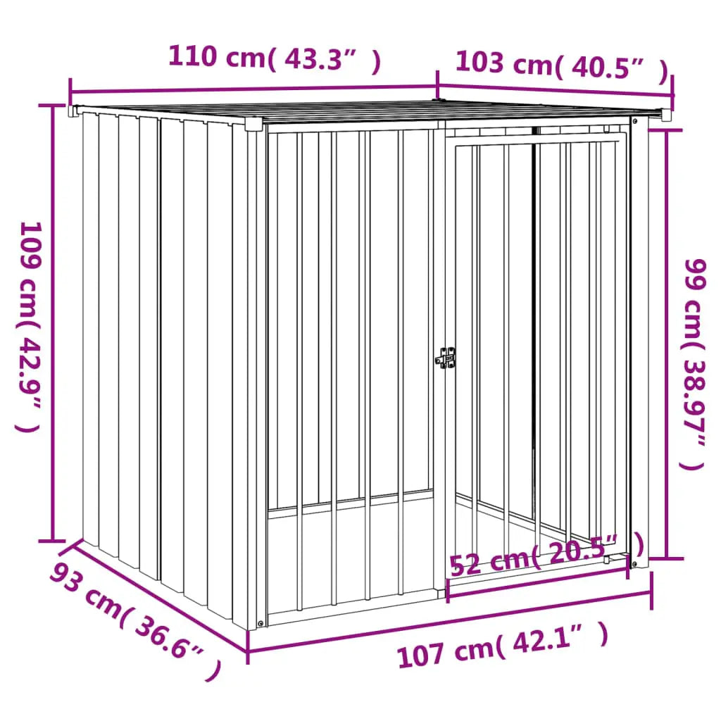 vidaXL Dog House with Roof Black 110x103x109 cm Galvanised Steel - from vidaXL
