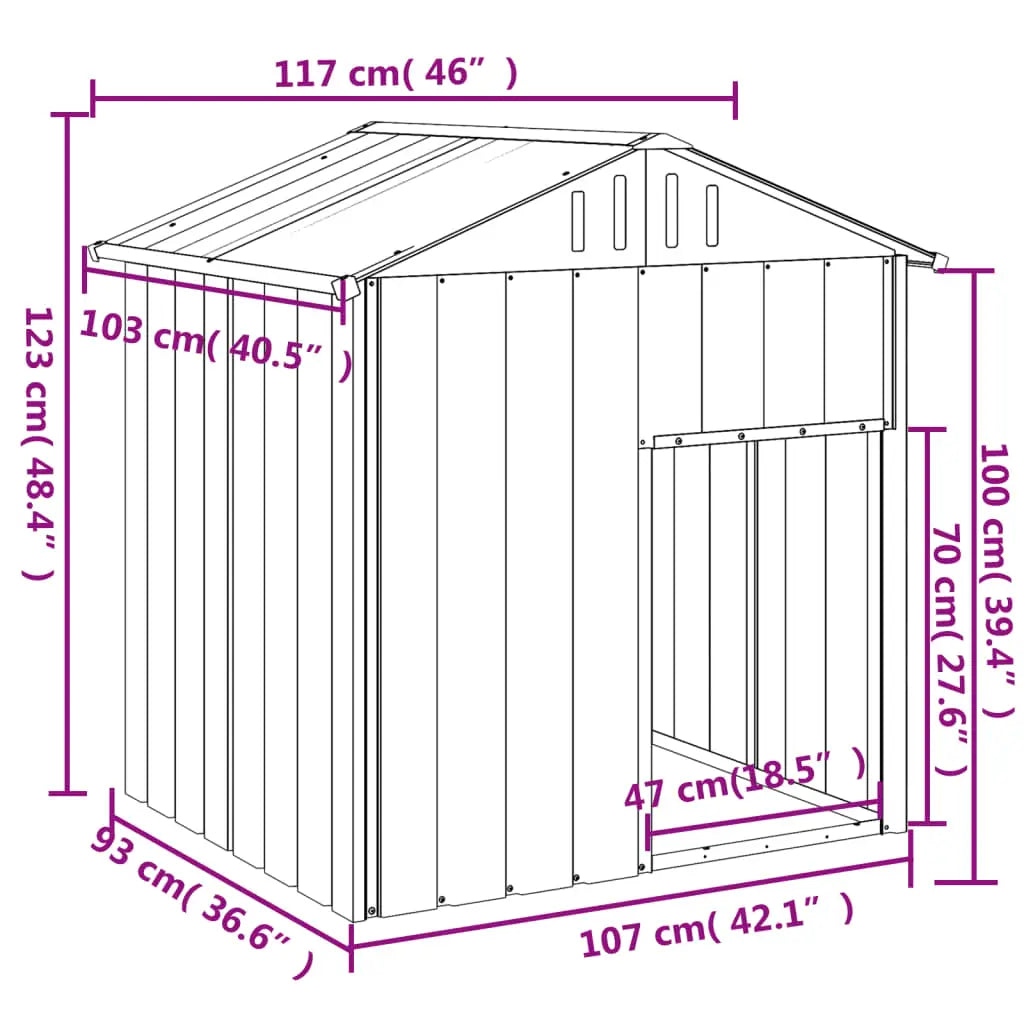 vidaXL Dog House with Roof Anthracite 117x103x123 cm Galvanised Steel - from vidaXL