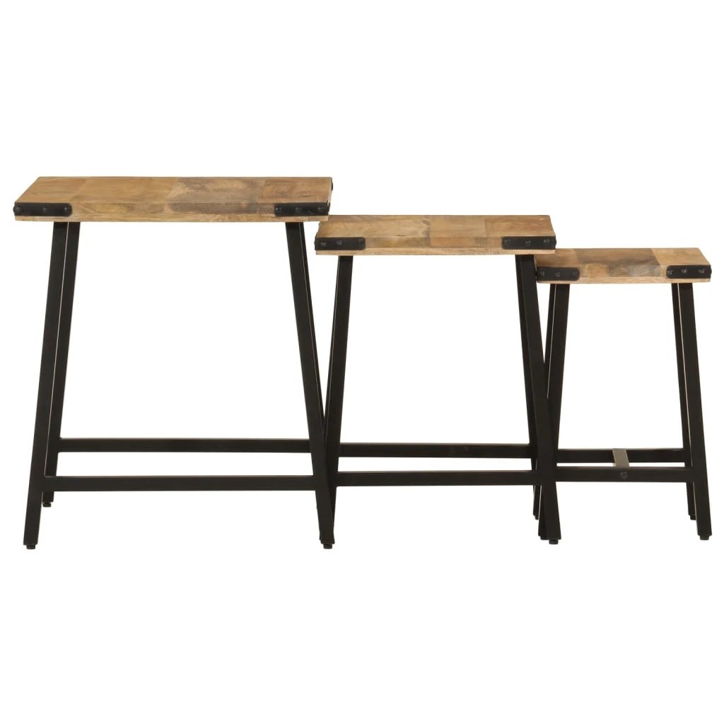 vidaXL VidaXL Nesting Tables 3pc Solid Mango Wood - Coffee Table