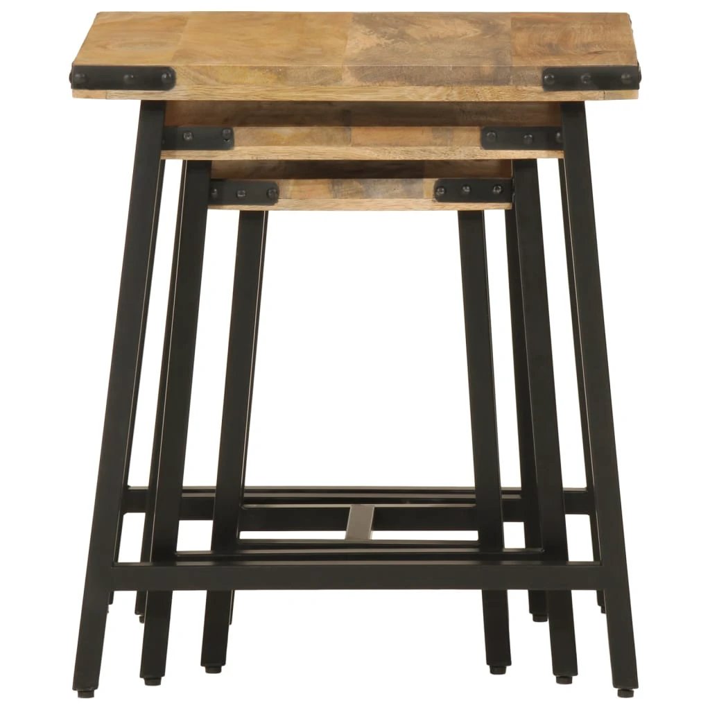 vidaXL VidaXL Nesting Tables 3pc Solid Mango Wood - Coffee Table