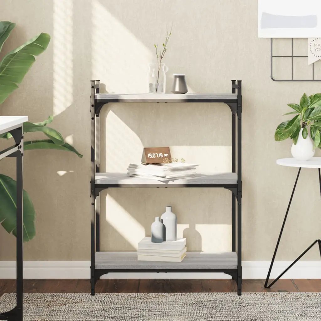 vidaXL vidaXL Bookcase 3-Tier Grey Sonoma 60x30x86 cm Engineered Wood - Bookcase