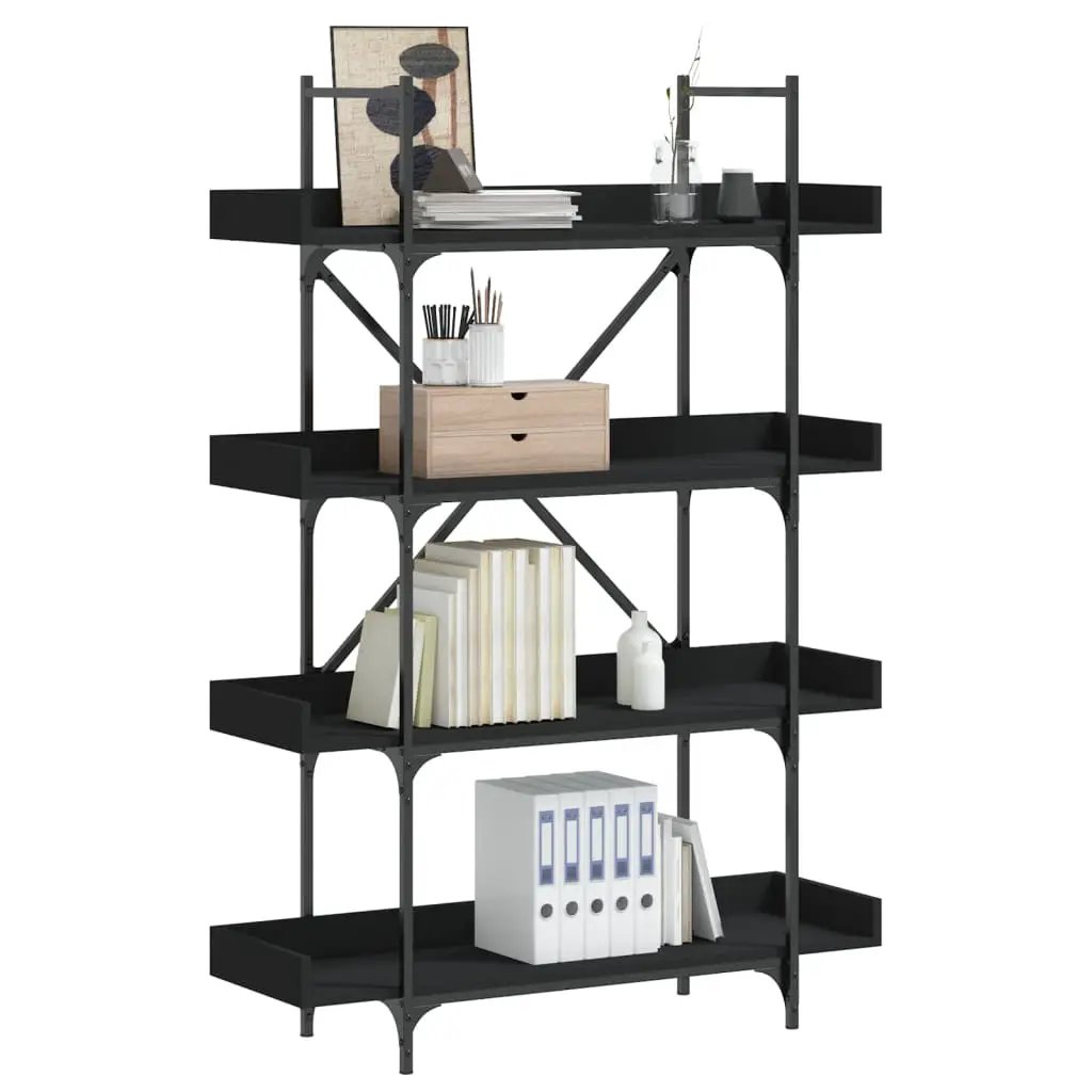 vidaXL vidaXL Bookcase 4-Tier Black 100x33x145.5 cm Engineered Wood - Bookcase