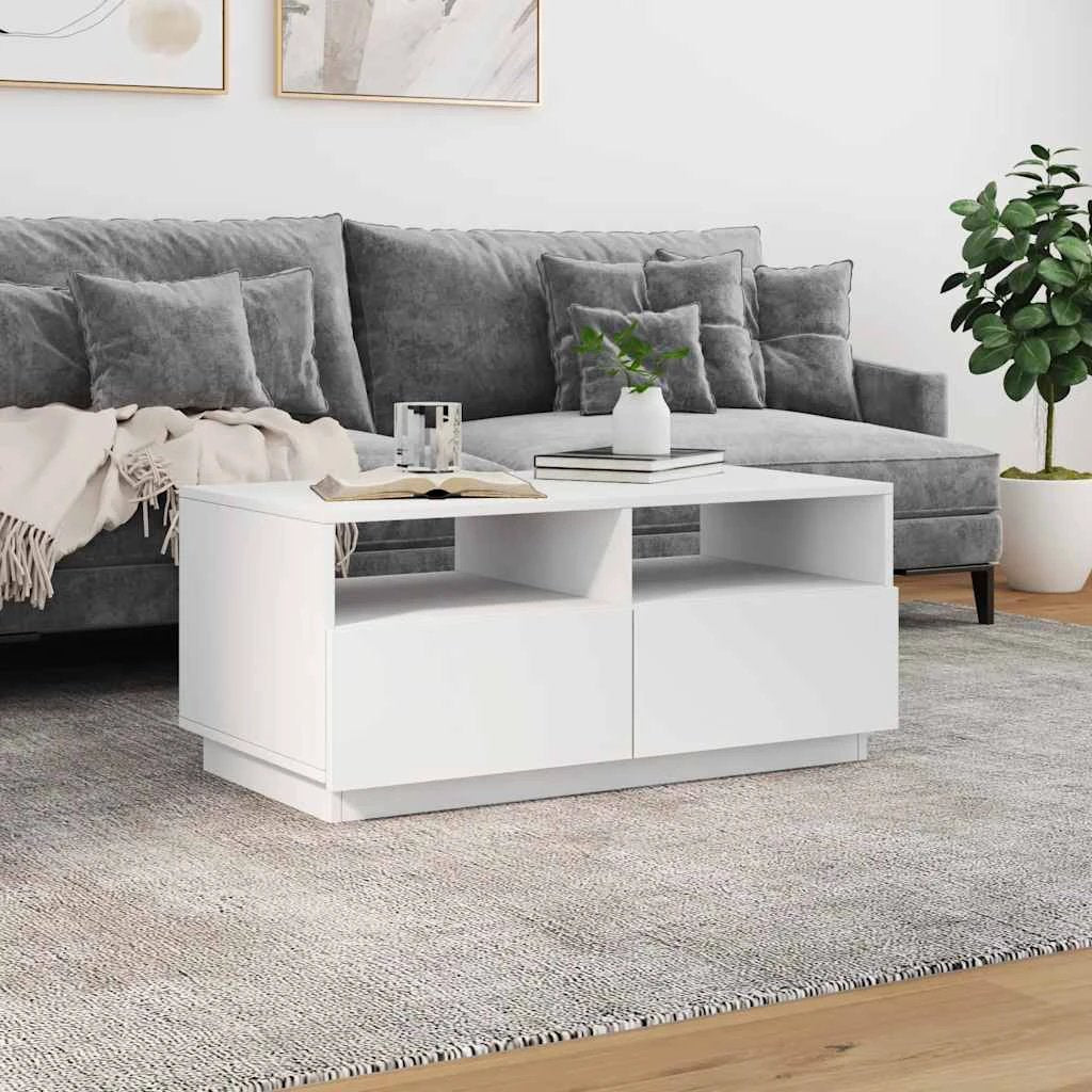 vidaXL Coffee Table 90x49x40 cm With LED Lights For Modern Living Room Ambience And Storage by vidaXL