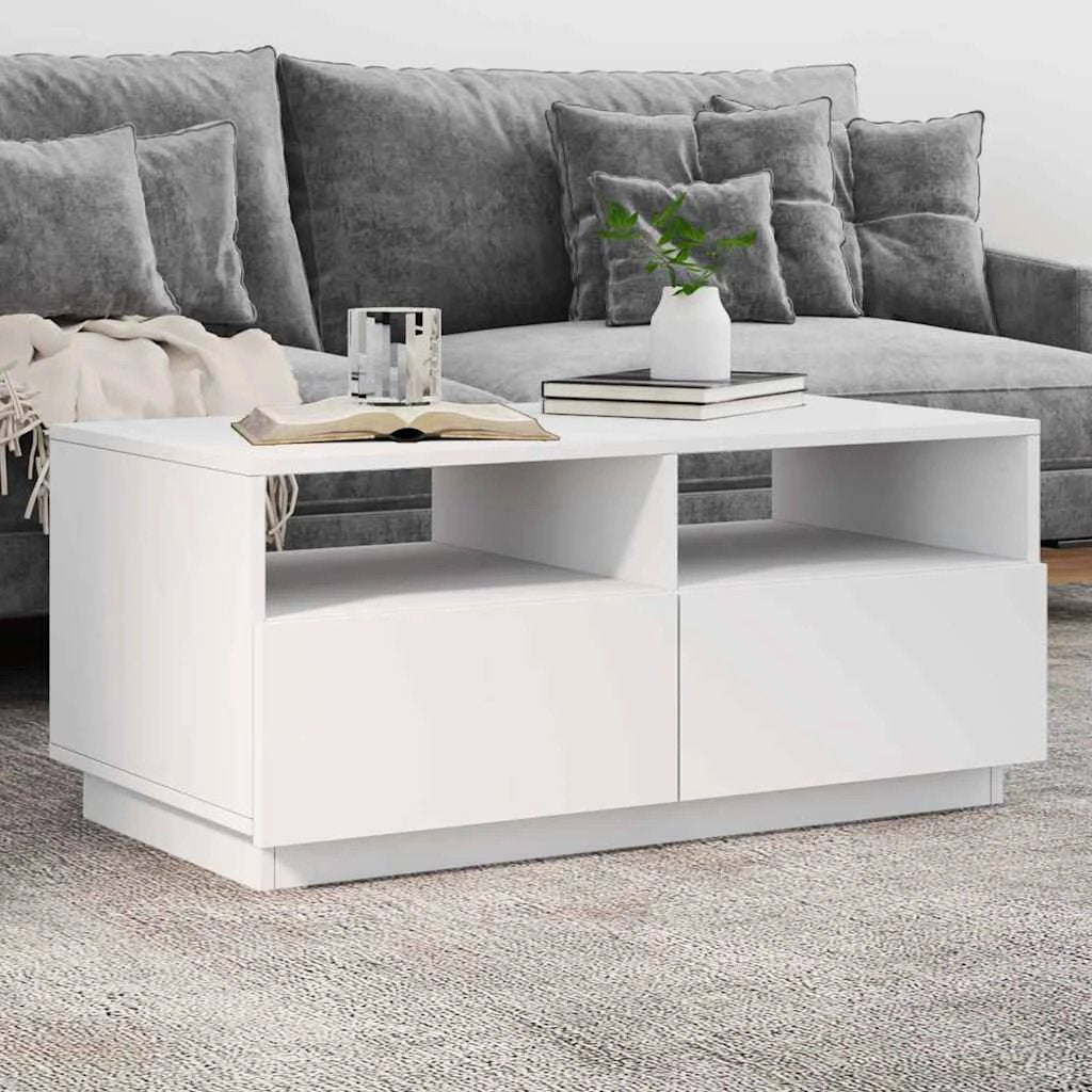 vidaXL vidaXL Coffee Table 90x49x40 cm With LED Lights For Modern Living Room Ambience And Storage - Coffee Table