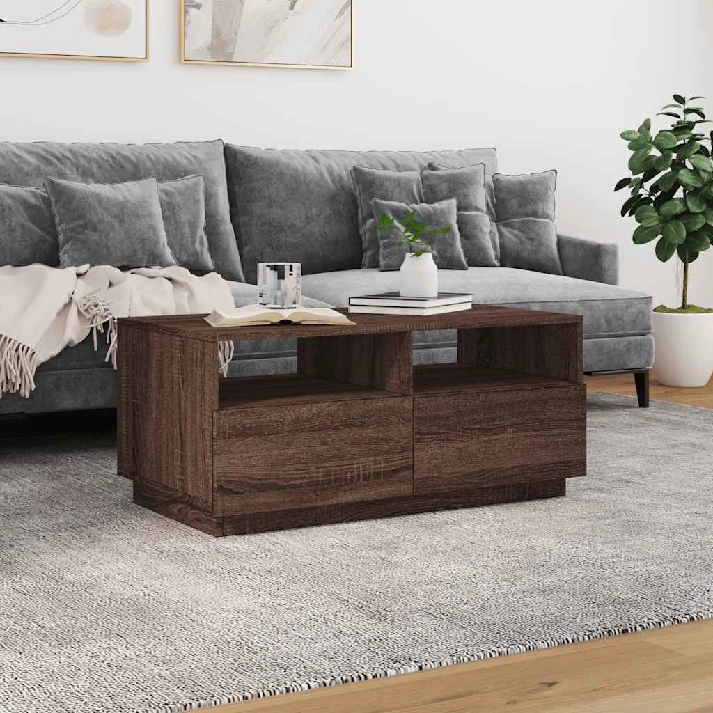 VidaXL Coffee Table 90x49x40 LED Lights Lounge by vidaXL