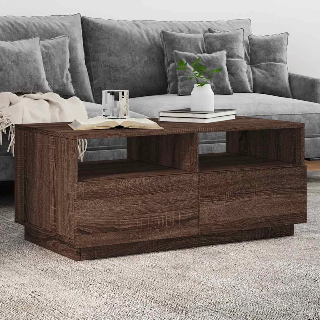 VidaXL Coffee Table 90x49x40 LED Lights Lounge by vidaXL