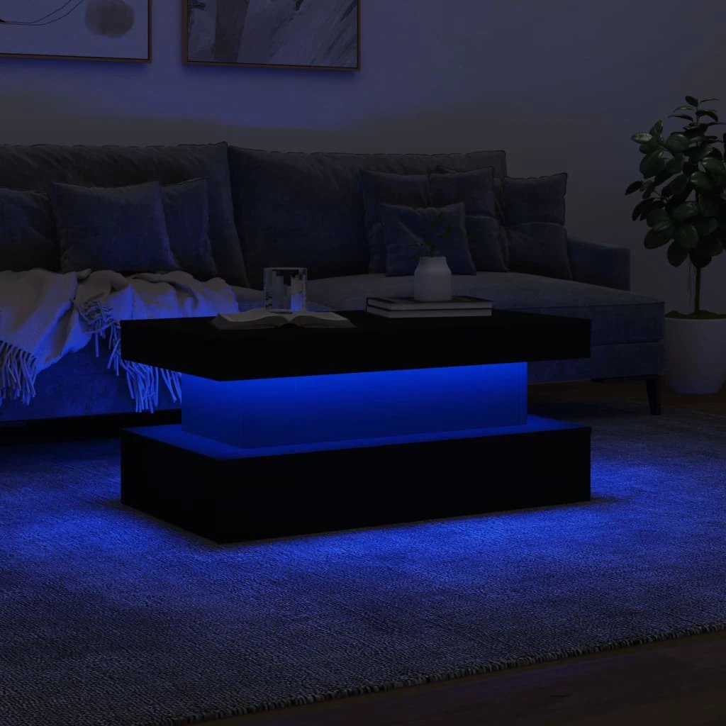 VidaXL Coffee Table 90x50x40 cm LED Lights Modern Living Room Decor Engineered Wood by vidaXL