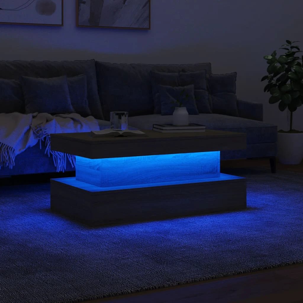 vidaXL Coffee Table 90x50x40 cm LED Living Room by vidaXL