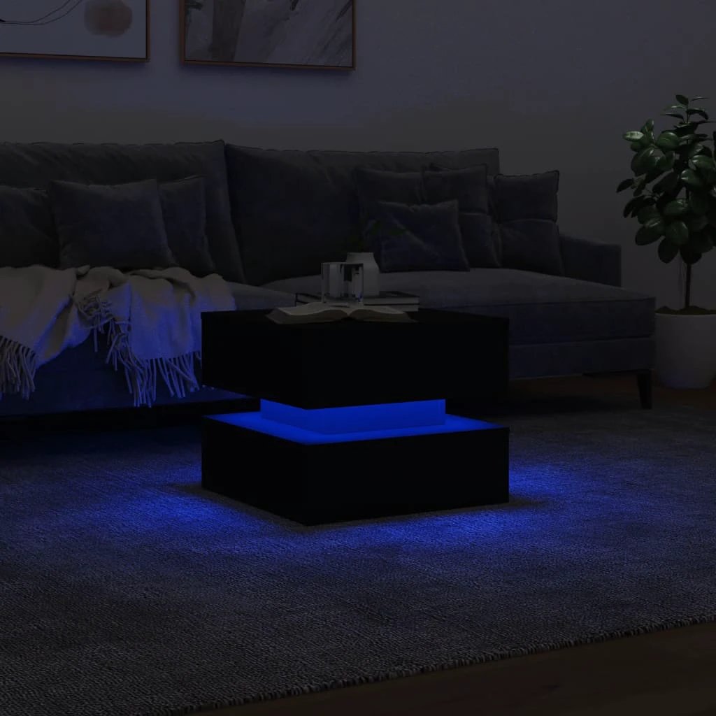 VidaXL Coffee Table 50x50x40 cm with LED Lights for Modern Living Rooms and Lounges by vidaXL