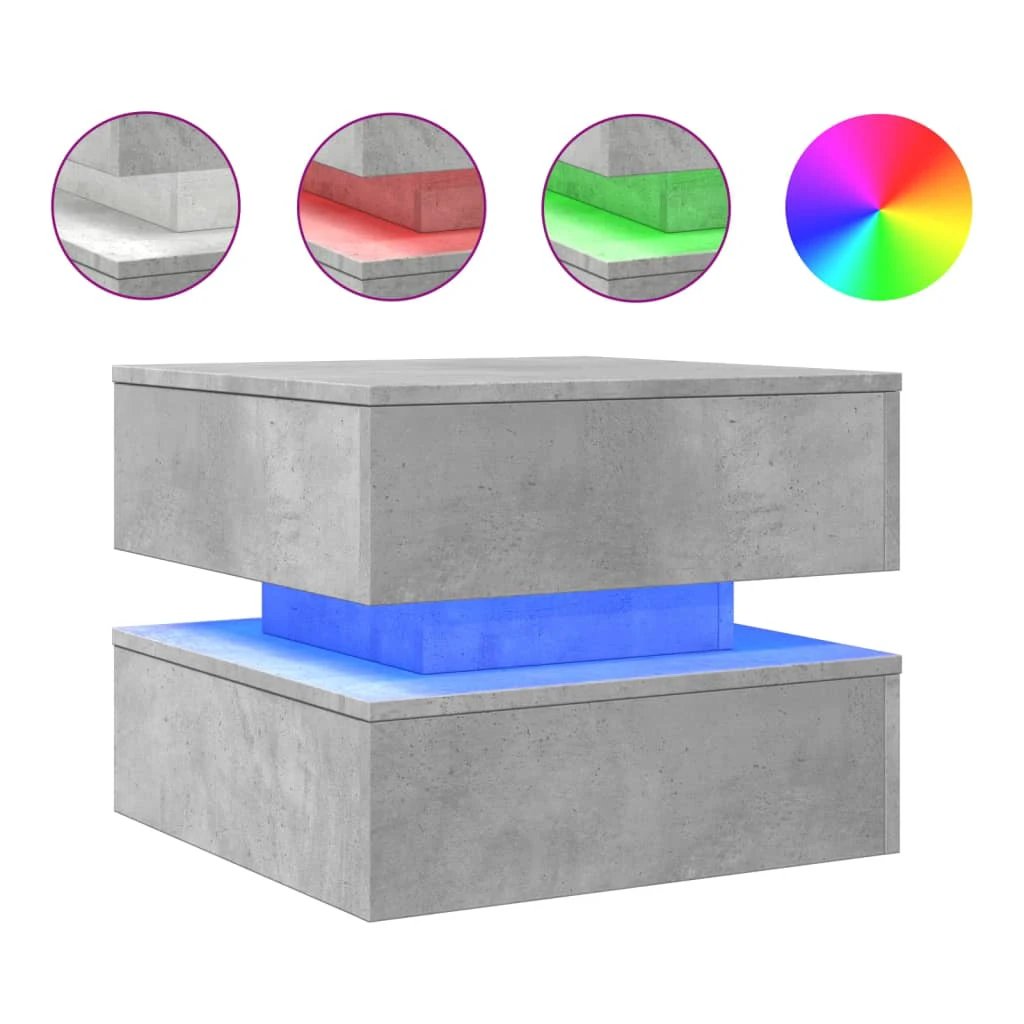 VidaXL Coffee Table 50x50x40 cm with LED Lights for Modern Living Room Decor and Ambience by vidaXL