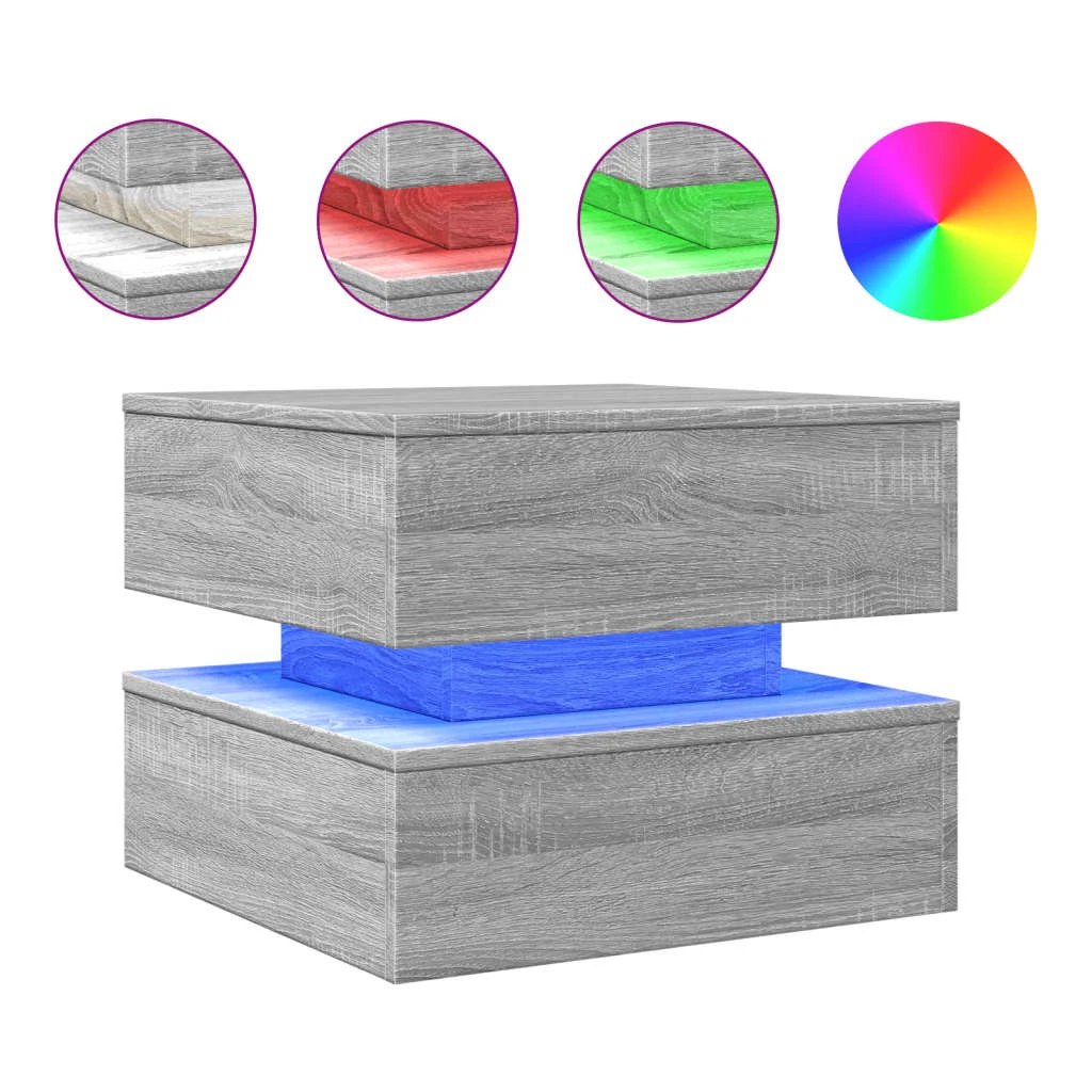 VidaXL Coffee Table 50x50x40 Cm LED Lights Living Room Decor For Modern Homes And Studios by vidaXL