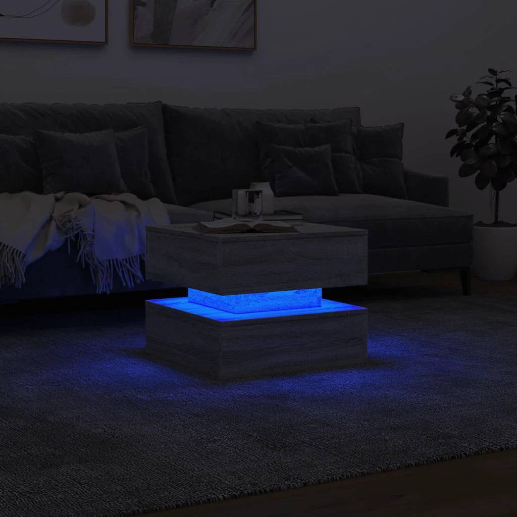 VidaXL Coffee Table 50x50x40 Cm LED Lights Living Room Decor For Modern Homes And Studios by vidaXL