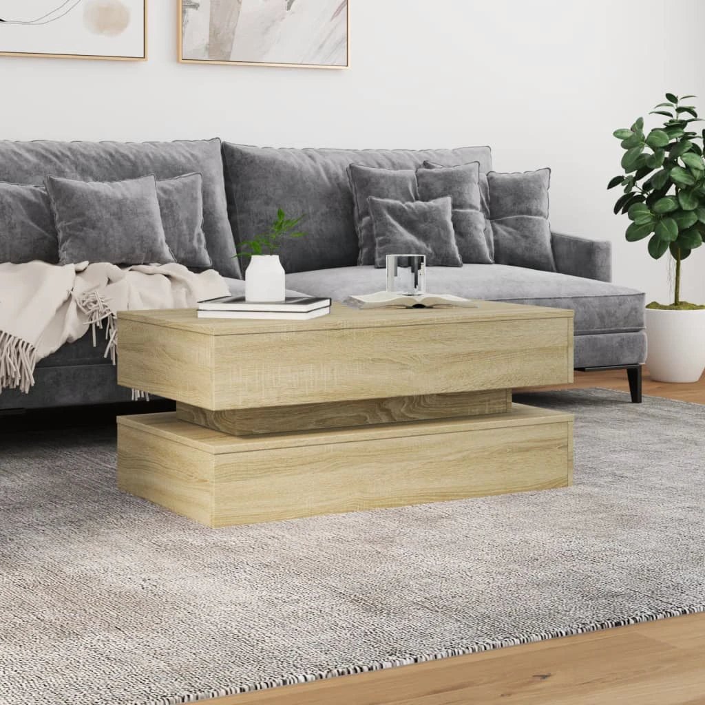 vidaXL VidaXL Coffee Table 90x50x40 cm With LED Lights For Modern Living Room Decor And Storage - Coffee Table