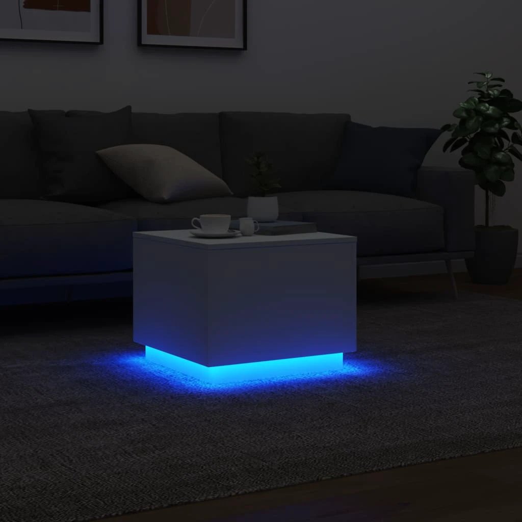 VidaXL Coffee Table 50x50x40 cm LED Lights Home by vidaXL