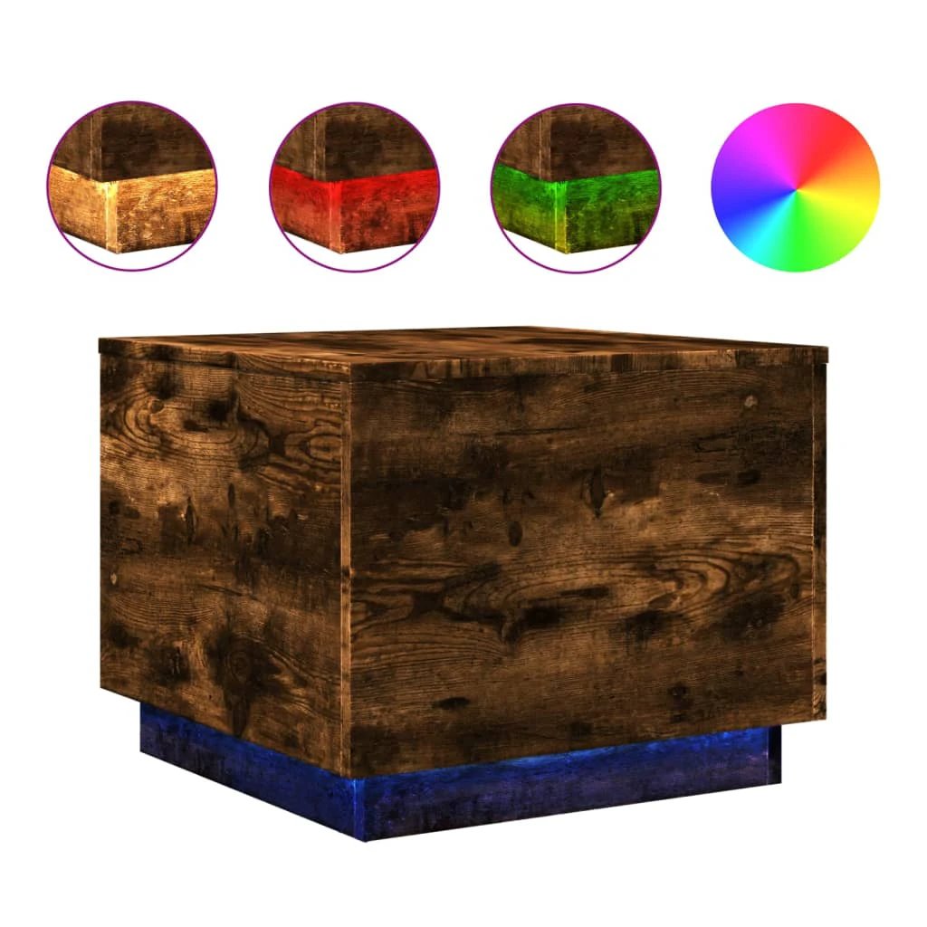 vidaXL Coffee Table 50x50x40cm LED Lights Home by vidaXL