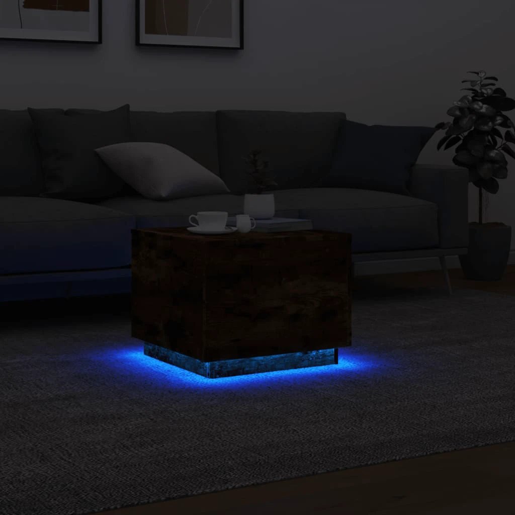 vidaXL Coffee Table 50x50x40cm LED Lights Home by vidaXL