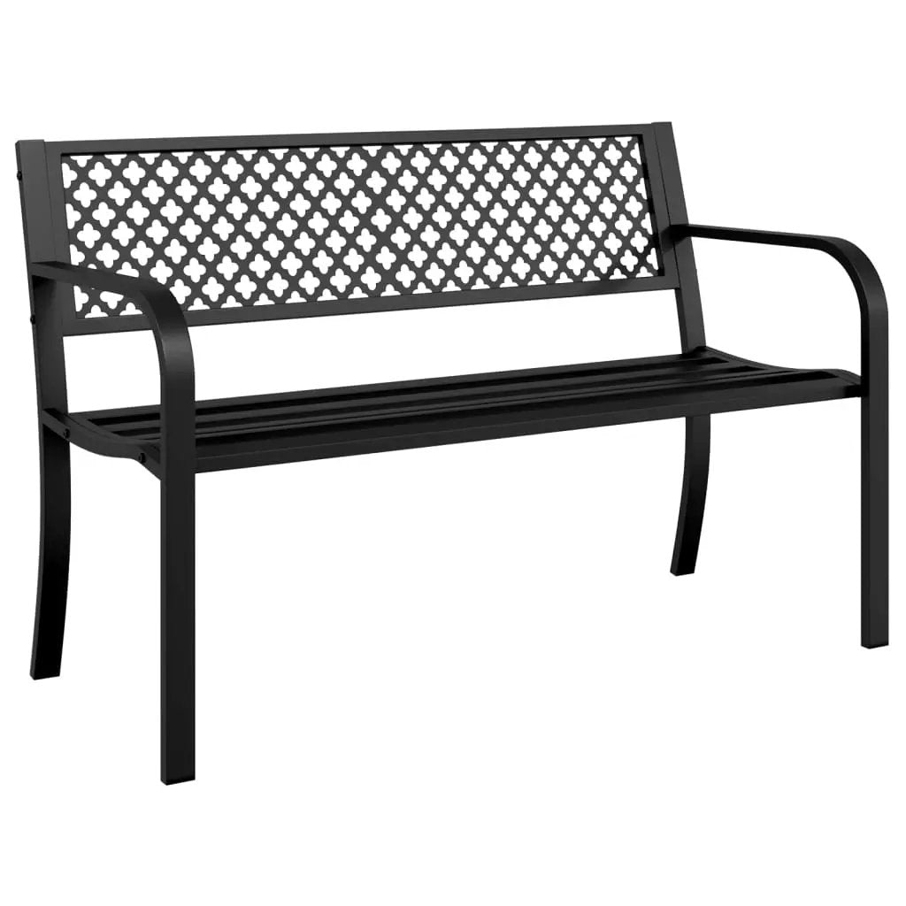 vidaXL vidaXL Garden Bench 119 cm Black Steel - Garden Chairs