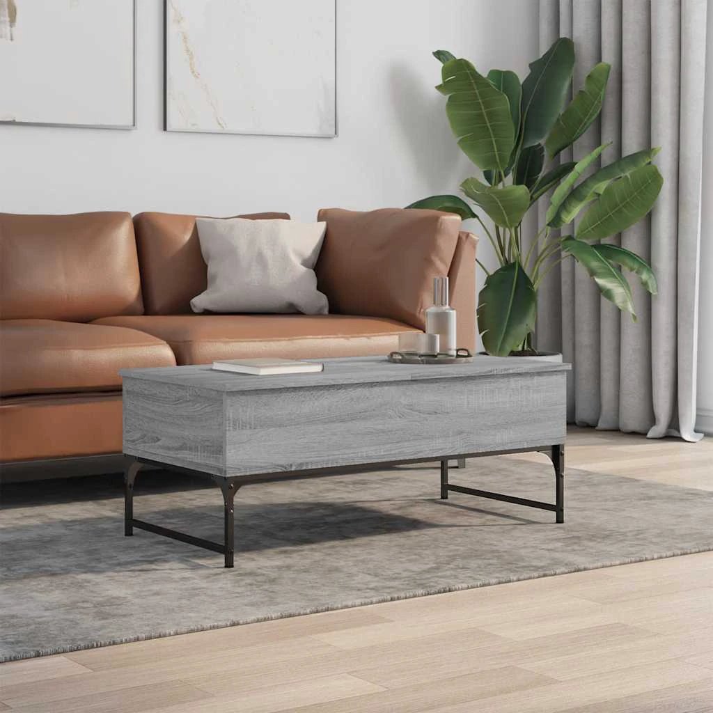 VidaXL Coffee Table 100x50x40 cm Engineered Wood and Metal with Storage for Living Room by vidaXL