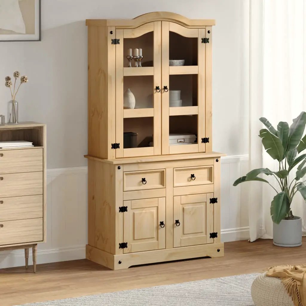 vidaXL vidaXL Glass Display Cabinet Corona 100x48.5x179 cm Solid Wood Pine - Display Cabinet