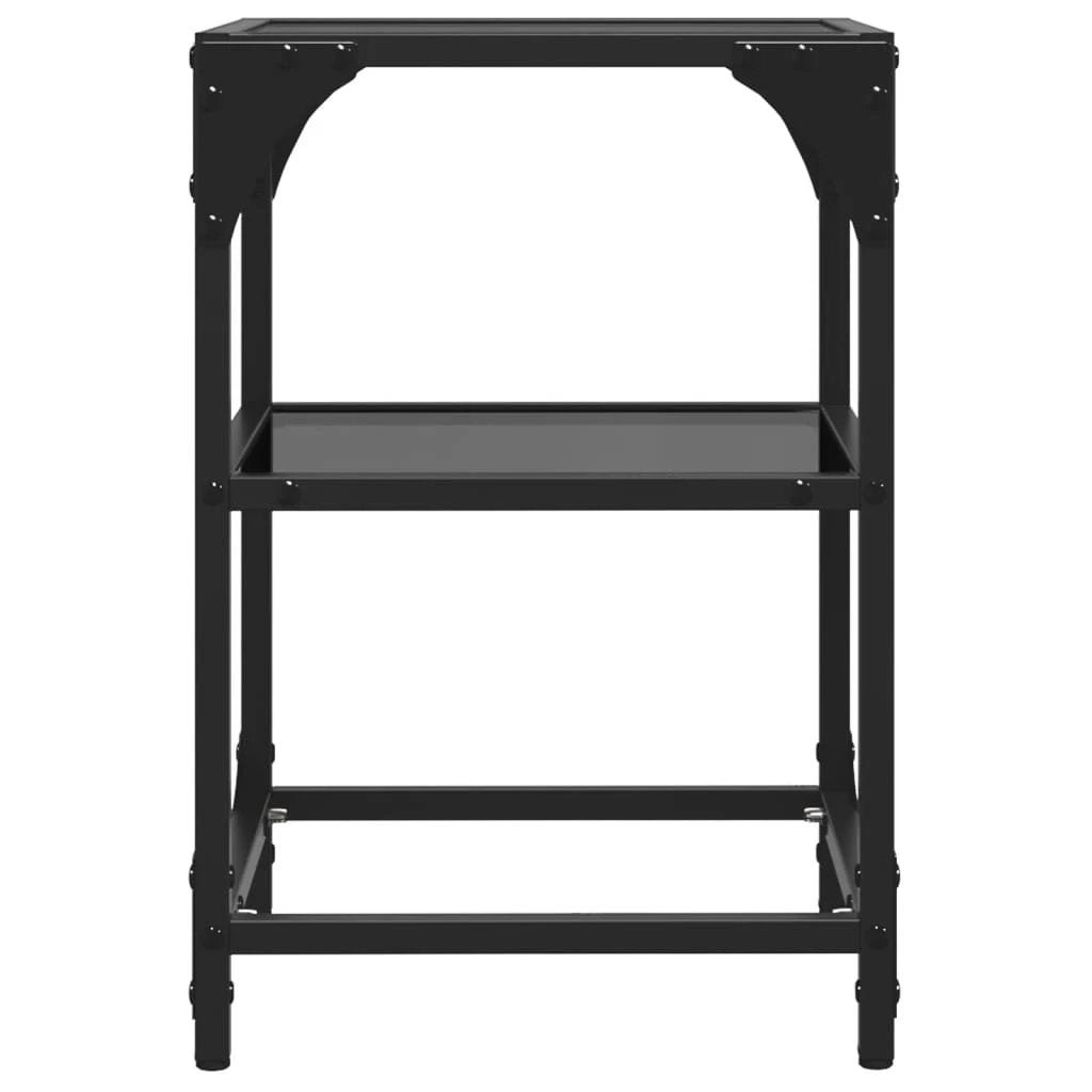 vidaXL VidaXL Coffee Tables 30x30x45 cm Black Glass Top Steel Frame Set of 2 for Living Room - Coffee Table