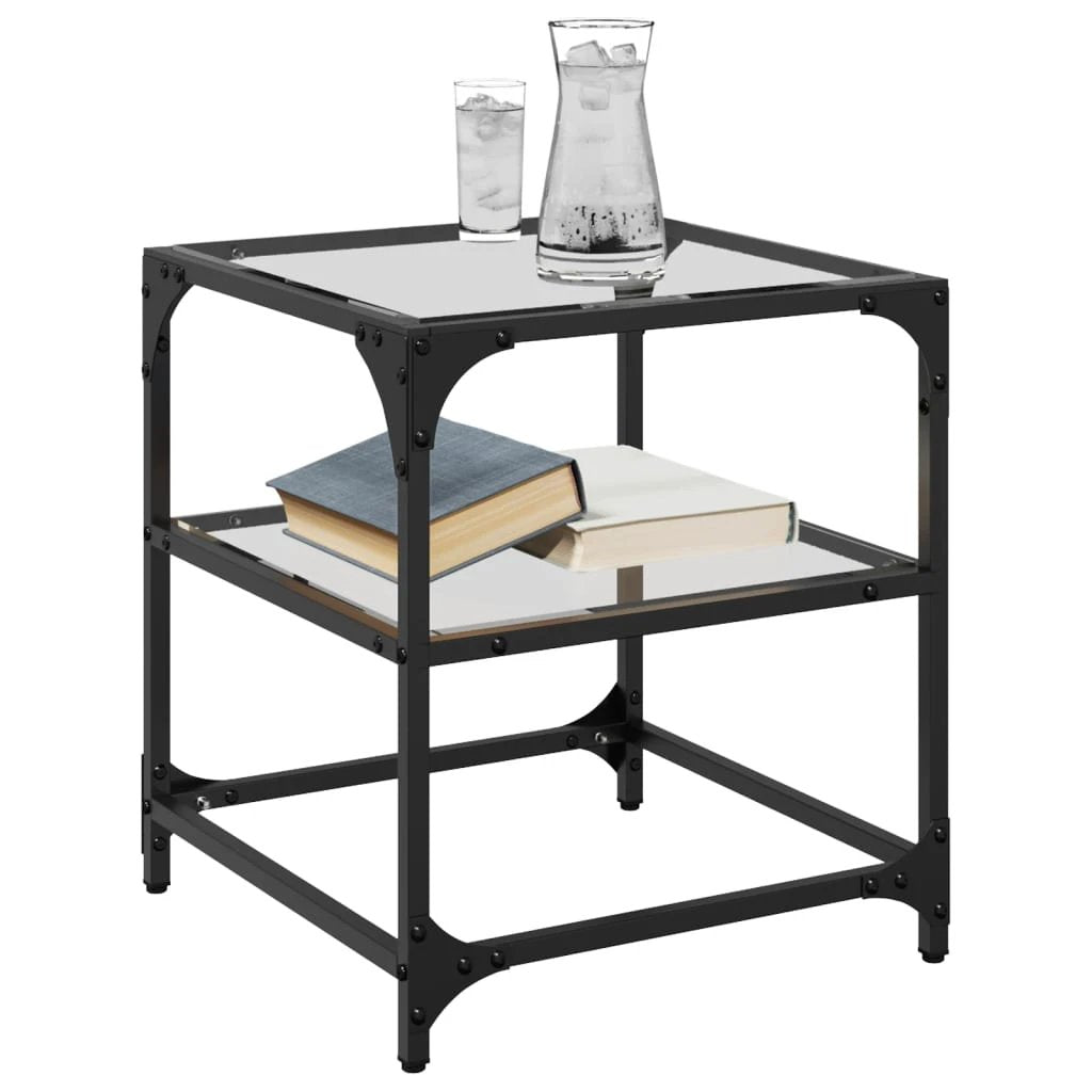 VidaXL Coffee Tables 40x40x45 cm Glass Top Steel Set Of 2 For Living Room Decor by vidaXL