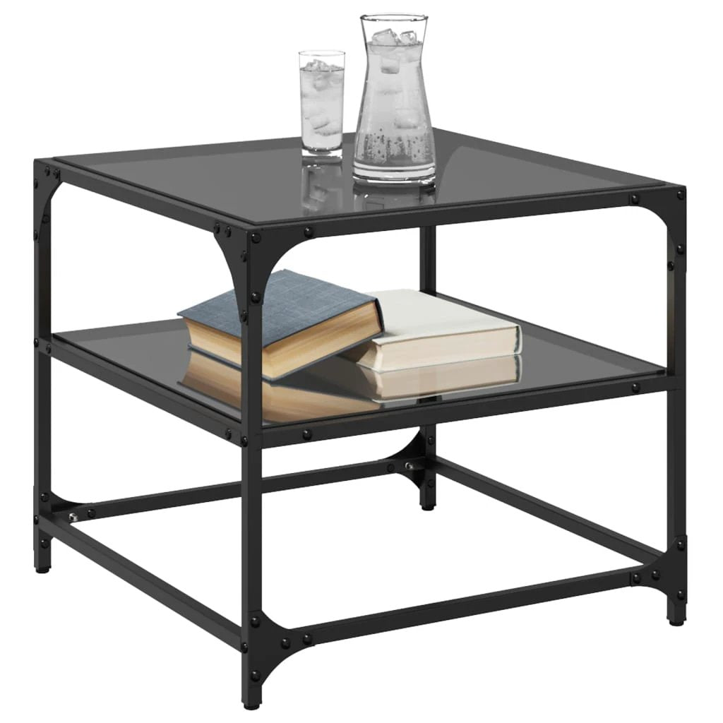 vidaXL VidaXL Coffee Tables 50x50x45 cm Black Glass Top - Coffee Table