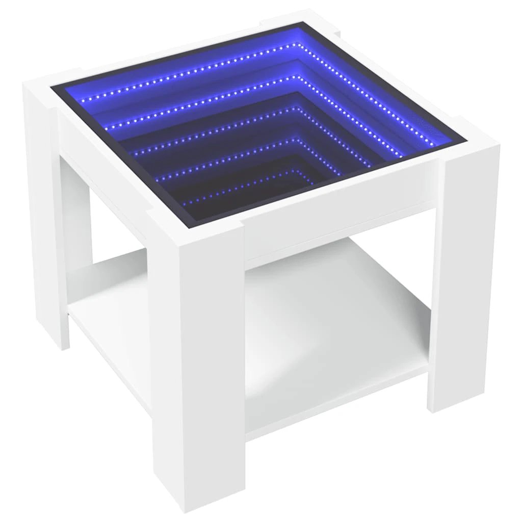 VidaXL Coffee Table With LED Infinity Mirror White 53x53x45 Cm Engineered Wood Durable Finish Home Decor by vidaXL