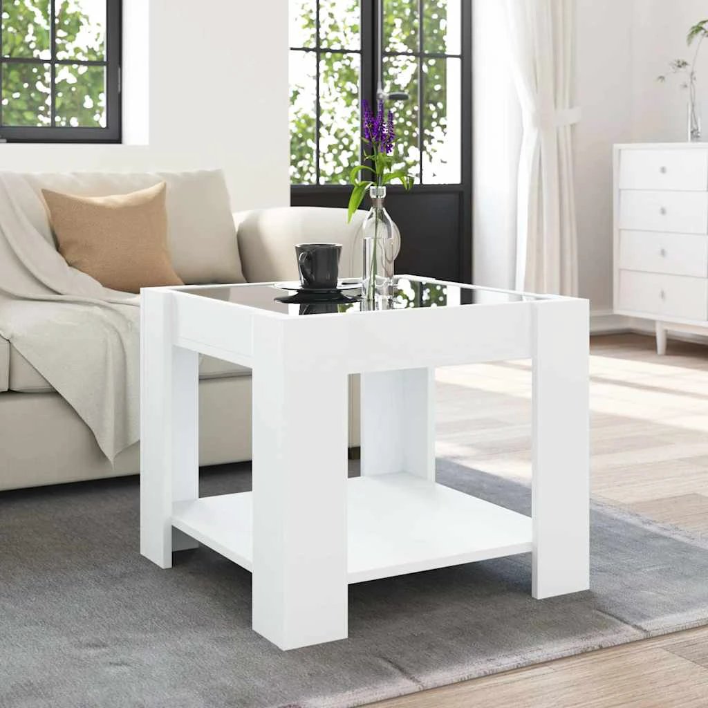 VidaXL Coffee Table With LED Infinity Mirror White 53x53x45 Cm Engineered Wood Durable Finish Home Decor by vidaXL