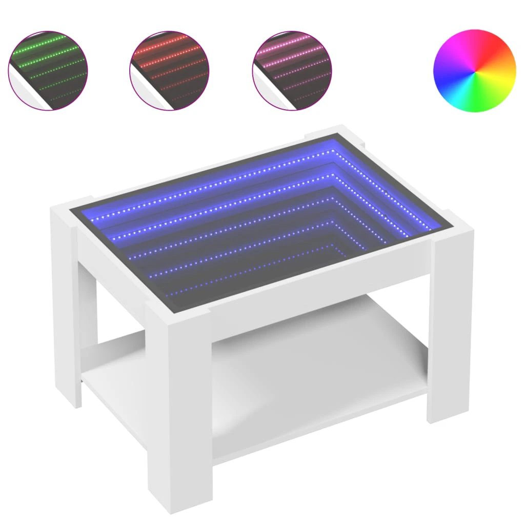vidaXL CoffeeTable 73x53x45 LED Mirror LivingRoom by vidaXL