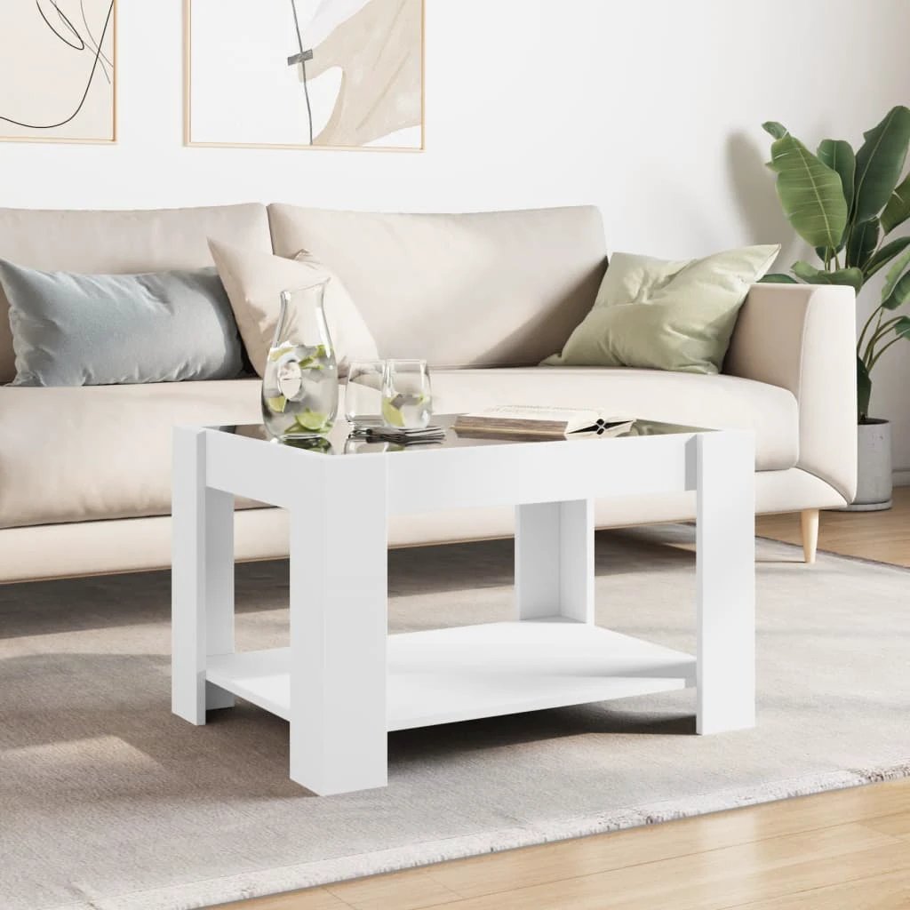 vidaXL CoffeeTable 73x53x45 LED Mirror LivingRoom by vidaXL