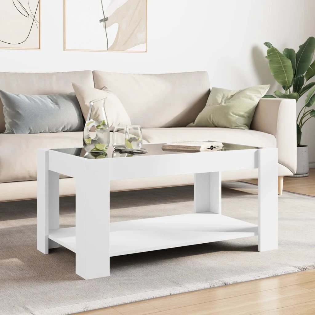 vidaXL vidaXL Coffee Table with LED White 93x53x45 cm Engineered Wood - Coffee Table