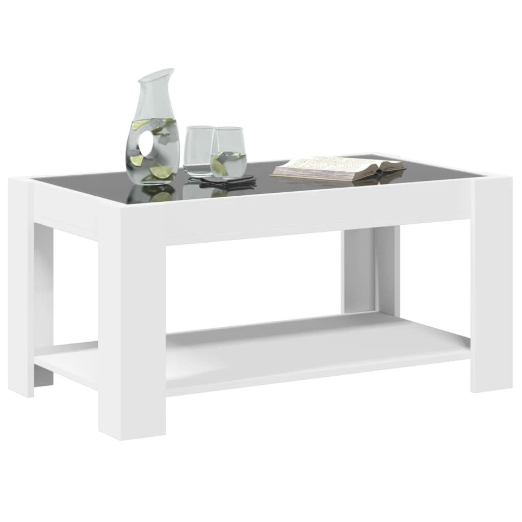 vidaXL vidaXL Coffee Table with LED White 93x53x45 cm Engineered Wood - Coffee Table
