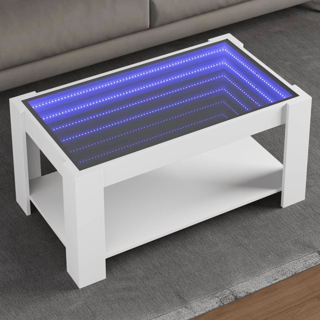 vidaXL vidaXL Coffee Table with LED White 93x53x45 cm Engineered Wood - Coffee Table