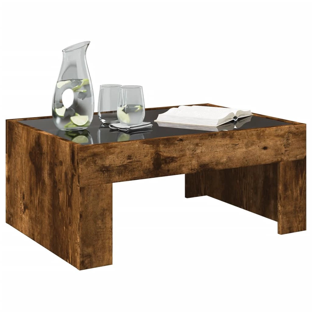 VidaXL Coffee Table 70x50x30 Cm With Infinity LED Mirror In Smoked Oak Finish For Modern Living Rooms by vidaXL